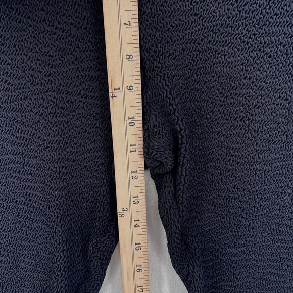 VINTAGE JANTZEN Stretch Leggings Womens 10 Black Crinkle Knit Pull On Elastic - Picture 10 of 11